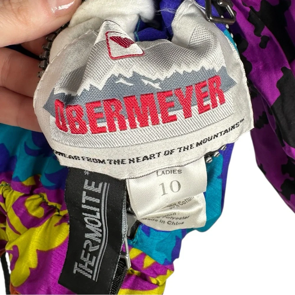 Obermeyer Vintage 90s Reversible Colorful Insulated Winter Ski Jacket Ladies 10 - Picture 6 of 10